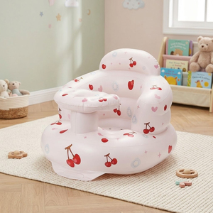 Sofá Inflable Portátil para Bebés con Bomba, Asiento de Piso para Niños de 3 a 36 Meses, Silla de Actividades para Niños y Niñas, Diseño de Cereza - Product Image 2