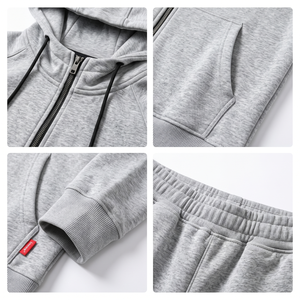 Ensemble jogging homme en molleton de coton et polyester avec capuche zippée - Survêtement de sport imprimé streetwear avec étiquette personnalisée Tailles XS-6XL - Product Image 4