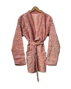 Kimono long en velours de coton pour femmes, veste d'hiver faite à la main avec manches longues, coupe design de travail, taille libre et caractéristiques de taille plus - Product Image 1