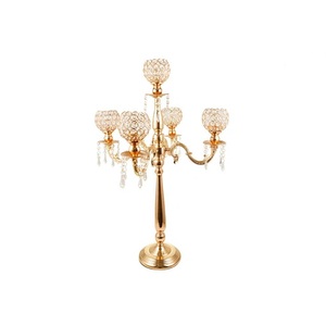 La plus haute conception 5 bras candélabre bougeoir en métal noël et décoration de la maison couleur or à la main - Product Image 4