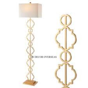 Juego de 2 soportes chapados en oro de diseño único y elegante con aspecto llamativo y lámpara grande decorativa para el vestíbulo del hogar y el Hotel - Product Image 1