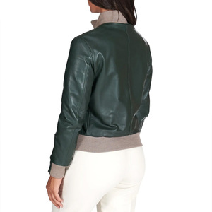 Veste en cuir de style bombardier avec doublure intérieure douce et ceinture côtelée et logo personnalisable pour la mode haut de gamme - Product Image 6