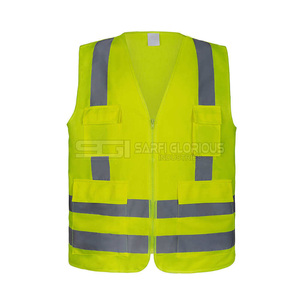 Gilet de sécurité réfléchissant en polyester 100% avec logo personnalisé pour la construction en extérieur, vestes de sécurité en maille à LED pour les ingénieurs - Product Image 4