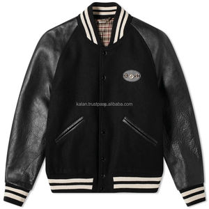 Custom Vintage Letterman Baseball Style Wool <b>Leather</b> Sleeves Stand College Team Fashion Embroidered <b>Winter</b> Varsity <b>Jacket</b> - Product Image 1