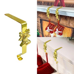 Soporte de calcetín de Navidad de Metal de bronce rústico para chimenea Mantel festivo vacaciones colgante organizador de exhibición - Product Image 6