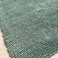 Tapis d'appoint abstrait en laine et coton tissé à la main, à poils ras, antidérapant, antibactérien, extra épais, vert sarcelle, écologique, le plus vendu