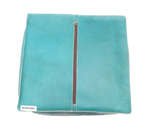 Genuine Leather Pouf in High Quality Blue Color Haironn Leather Used in Home and <b>Offices</b> for Seating and Decor Purposes - Product Image 4
