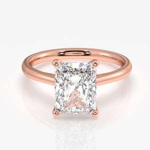 Juego de puntas de compromiso de solitario clásico de diamante de moissanita de corte radiante VVS 1 anillo de ley certificado IGC chapado en rodio de claridad - Product Image 3