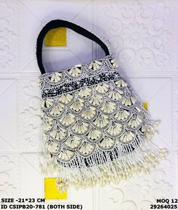 Bolso Potli Nupcial con Cuentas, Diseño Sólido, Capacidad de 1-1.9L, Cierre Dori, Correa de Anillo, Multifuncional para Fiestas Nocturnas - Craftstages - Product Image 6