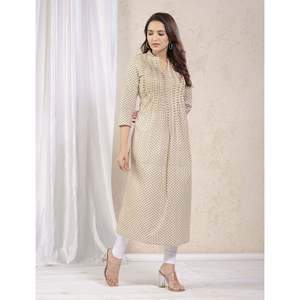 Kurti droit imprimé vert crème Butti, style pakistanais, robe indienne en Georgette Reyon pour Salwar/Suit Anarkali - Product Image 6