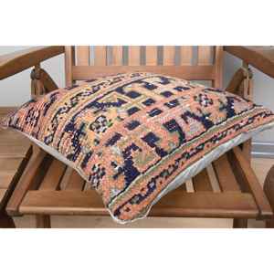 Alfombra de lana Kilim Vintage Bohemia, almohada decorativa Beige de 18x18 pulgadas, técnica tejida - Product Image 4