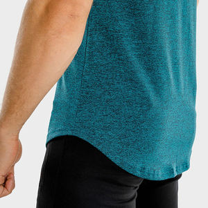 T-shirt de sport décontracté uni avec logo personnalisé, respirant, à séchage rapide, ajusté, pour homme - Product Image 2