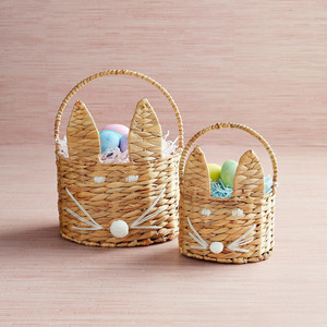 Cute water hyacinth rabbit basket for festival holiday <b>accessories</b> <b>bunny</b> flower gift baskets - Product Image 4