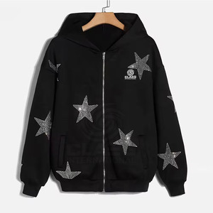 ราคาสมเหตุสมผล บริการ OEM เสื้อฮู้ดดี้ผู้ชายปักลายฤดูหนาว ซิปประดับเพชร สไตล์โดดเด่น ระบายอากาศได้ดี ผ้าฝ้าย 100% รับสั่งทำ - Product Image 1