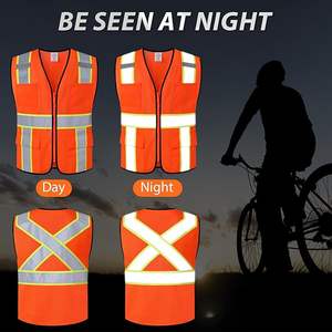 เสื้อกั๊กนิรภัยมีซิปด้านหน้าและกระเป๋าหลายช่องเสื้อกั๊กมองเห็นได้ชัดเจน - Product Image 6