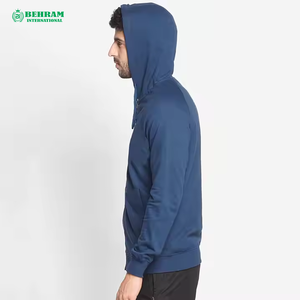 Sweat à capuche zippé intégral 100 % coton mélangé pour homme, 400 g/m², avec impression en relief, couleur unie - Product Image 3