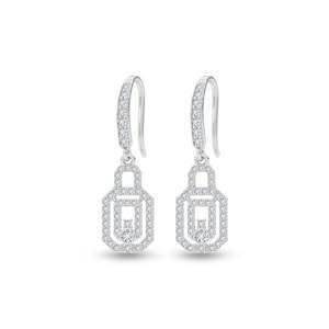NOVAMART Fine Premium 925 Sterling <b>Silver</b> <b>Drop</b> <b>Earrings</b> for Women Girls Gold Plated Water Flower Pattern Featuring Pearls Diamon - Product Image 1