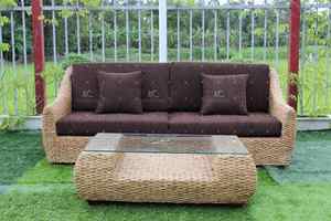 2018 European Design Indoor Wicker <b>Sofa</b> <b>Bed</b> Set Water Hyacinth Furniture for Hotels Villas Apartments - Product Image 2