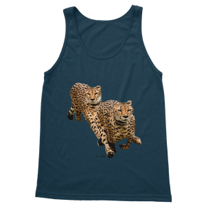 Débardeur classique pour femme Cheetah Brothers, en jersey tricoté respirant, style décontracté vintage, coupe courte personnalisée sur le devant, rayé, pour la gym - Product Image 1
