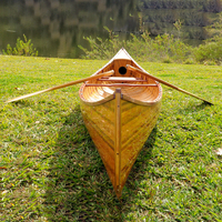 Canoë gonflable artisanal en cèdre avec coque à nervures courbées, 12 pieds, capacité 2 personnes, pagaie incluse pour la pêche en lac