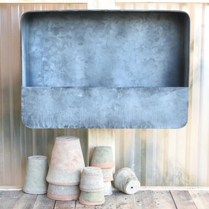 Jardinière murale rectangulaire en métal galvanisé gris fabriqué à la main Pots de fleurs et jardinières décoratifs intérieurs et extérieurs pour la maison jardin - Product Image 5