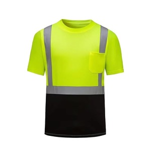 T-shirt de travail haute visibilité à rayures réfléchissantes, manches courtes, col rond, uniforme de signalisation pour la construction, polyester, ODM - Product Image 3