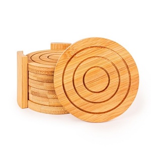 Sous-verres carrés classiques en bois écologique de 450 mm de diamètre, personnalisables en gros, pour boissons et avec possibilité d'ajout de logo - Product Image 2
