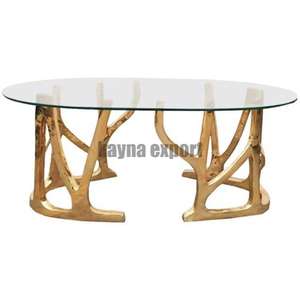 Muebles modernos de lujo para el hogar, venta directa de fábrica, sala de estar, mesa de centro de metal con tapa de cristal, diseño móvil - Product Image 3