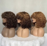 Encaje HD vietnamita súper doblemente trenzado para peluca bob de encaje con flequillo, rizo de lujo en 3 tonos de color para mujeres negras, venta al por mayor