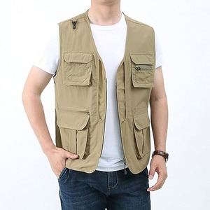 OEM En stock Maille Hommes Multi Poches Cargo Extérieur Mode Utilitaire Gilet Sans Manches Randonnée Gilet pour Hommes - Product Image 1