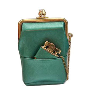 Pour pochette à briquet carrée en cuir moderne avec boucle marron - Product Image 5