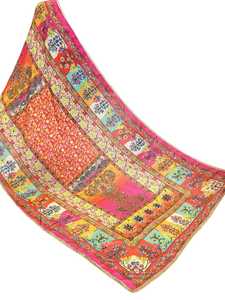 Écharpe de créateur indien brodée à la main en satin de soie respirant écologique multicolore Dupatta étole enveloppement traditionnel féminin - Product Image 2