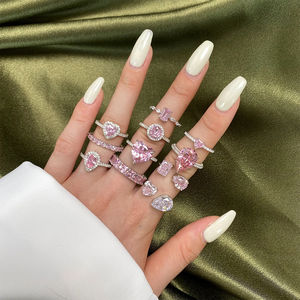 Anillo de compromiso y boda elegante de plata S925 con doble halo, corte ovalado, de pera, princesa, corazón, con diamante de moissanita VVS, anillos finos - Product Image 1