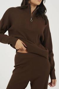 Conjunto Deportivo de Mujer, Ajustado, de Poliéster, para Correr, Color Único, Invierno, Sudadera con Media Cremallera, Ropa Deportiva - Product Image 3