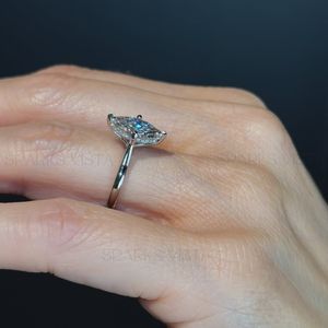 Bague de fiançailles Moissanite de qualité supérieure Marquise-Argent sterling 925 avec parfait pour les propositions et les anniversaires Meilleure qualité - Product Image 4