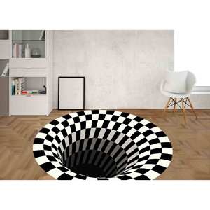 Alfombra de ilusión óptica, alfombra de ilusión óptica en blanco y negro, alfombra redonda suave, alfombra de chenilla - Product Image 4