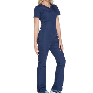 Uniformes extensibles en spandex pour le gommage médical haut et pantalon ensemble de gommages hauts à manches courtes uniforme d'infirmière coupe ajustée - Product Image 1