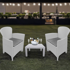 Progarden Lounge Set 2 poltrone in polipropilene bianco con Rattan Line Akita tavolino da giardino interno esterno - Product Image 4