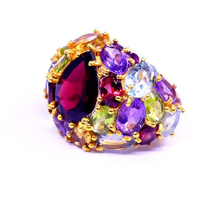 Party Wear 925 Sterling Silver Grenat Multi Color Gemstones Handmade Wedding Wear Eternity Cocktail Ring - Product Image 3