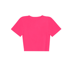 Crop top personnalisé avec logo, t-shirts en coton, crop top en coton, t-shirts à col rond pour femmes, t-shirts à col rond - Product Image 6