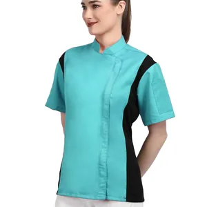 Korte Mouwen Rits Chef Jas Jas Uniform Voor Vrouwen Met Kant Mesh Ideaal Voor Cateraars En Culinaire Professional