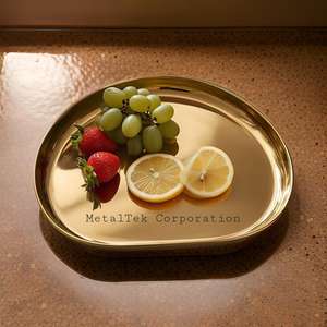Plateau de service alimentaire doré Forme irrégulière Design moderne Acier inoxydable poli miroir Plateau de fruits de luxe pour la maison mariage restaurant - Product Image 4