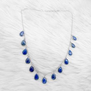สร้อยคอเงินแท้ 925 สไตล์โบฮีเมียน ประดับพลอยธรรมชาติ ลาพิส ลาซูลี สีน้ำเงินแท้ ของขวัญวันครบรอบแต่งงาน รุ่น NL0165-GS - Product Image 1