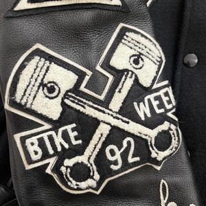 แจ็กเก็ตมันต์มหาวิทยาลัยสำหรับทุกเพศเสื้อเบสบอลปักด้วยกำมะหยี่แขนเสื้อหนังตกแต่งขนสัตว์สำหรับฤดูหนาว - Product Image 3