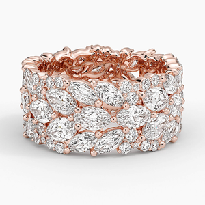 แหวนประดับเพชรเม็ดเล็กสีทอง10K แหวนดีไซน์เป็นกระจุกลายดอกไม้ประกายสูงสำหรับงานแต่งงานประดับห้องแล็บสุดคลาสสิก - Product Image 5