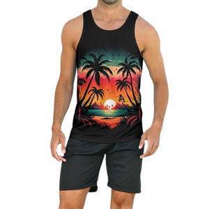 Ropa deportiva para hombre, camisetas sin mangas de poliéster, estampado por sublimación, Camisa sin mangas ligera para entrenamiento de gimnasio para verano, estilo deportivo - Product Image 3