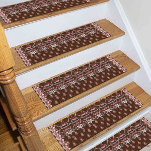Tapis marron à motifs, Tapis à fleurs rouges, Tapis tendance, Tapis moderne, Tapis imprimé - Product Image 3