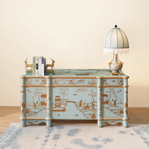 Decorative Painted <b>Brown</b> Solid Engineered Wood Rectangular Writing Desk with 1-Year Warranty - Product Image 1