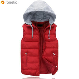 Gilet long matelassé fin et chaud en coton écologique coupe-vent de qualité supérieure, col montant, demi-veste pour homme - Product Image 4