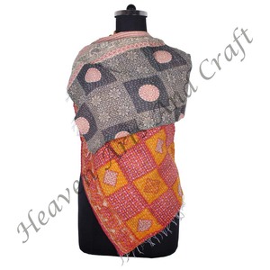 SC1031 Vintage Kantha travail coton fait à la main écharpe Design à la mode filles partout cousu à la main Style uni longue longueur - Product Image 3